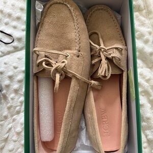 J crew Brand New Driving loafers in Beige. Size 10